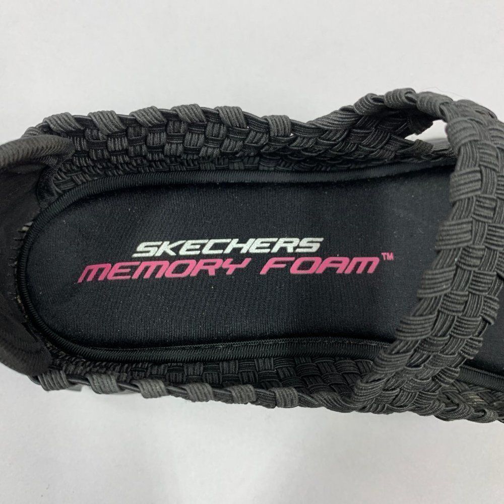 Skechers Open Toe Sandals Women's 6.5 Black Woven Slip On Peep Toe Shoes - Picture 9 of 11